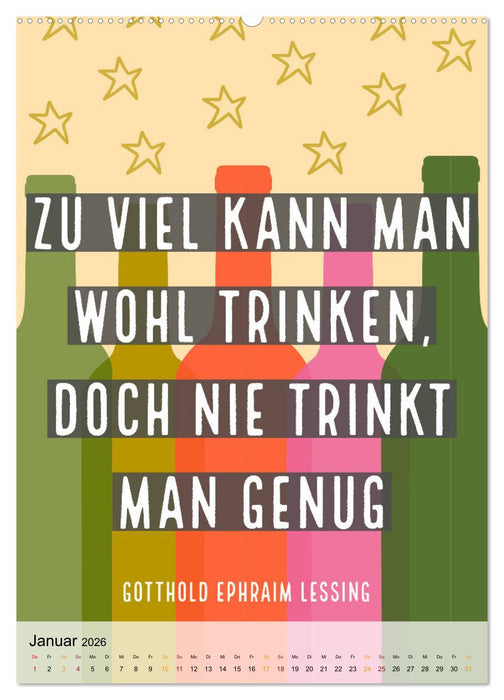 Dichter als Goethe - Der literarische Alkohol-Kalender (CALVENDO Premium Wandkalender 2026)