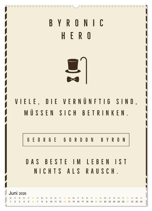 Dichter als Goethe - Der literarische Alkohol-Kalender (CALVENDO Premium Wandkalender 2026)