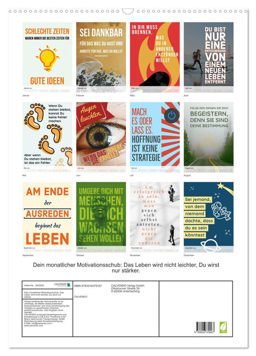 Dein monatlicher Motivationsschub: Das Leben wird nicht leichter, Du wirst nur stärker. (CALVENDO Wandkalender 2026)