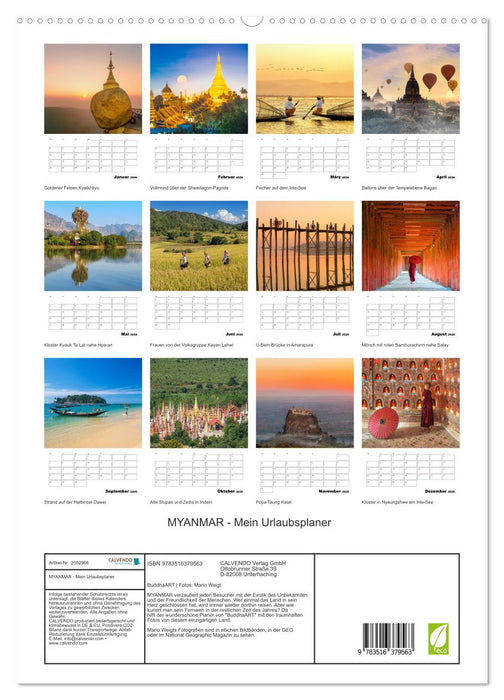 MYANMAR - Mein Urlaubsplaner (CALVENDO Wandkalender 2026)