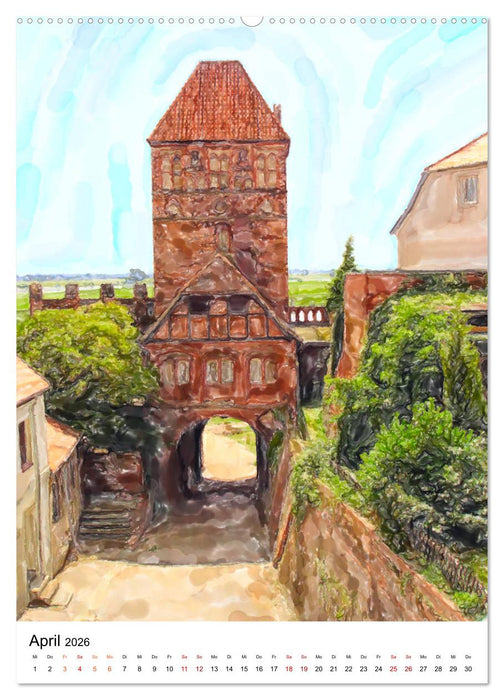 Tangermünde - Illustrationen der Stadt an der Elbe (CALVENDO Wandkalender 2026)