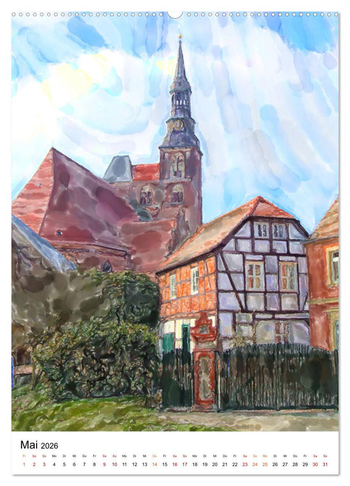 Tangermünde - Illustrationen der Stadt an der Elbe (CALVENDO Wandkalender 2026)