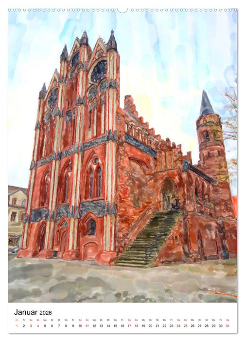Tangermünde - Illustrationen der Stadt an der Elbe (CALVENDO Premium Wandkalender 2026)