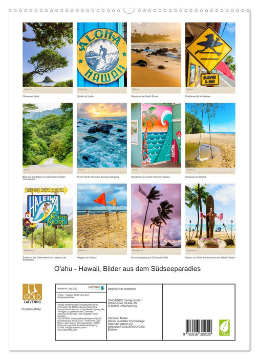 O'ahu - Hawaii, Bilder aus dem Südseeparadies (CALVENDO Premium Wandkalender 2026)