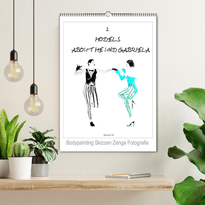 2 MODELS - ABOUT ME UND GABRIELA - Bodypainting Skizzen Zenga Fotografie (CALVENDO Wandkalender 2026)
