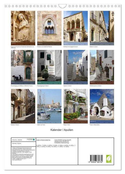 Kalender / Apulien (CALVENDO Wandkalender 2026)