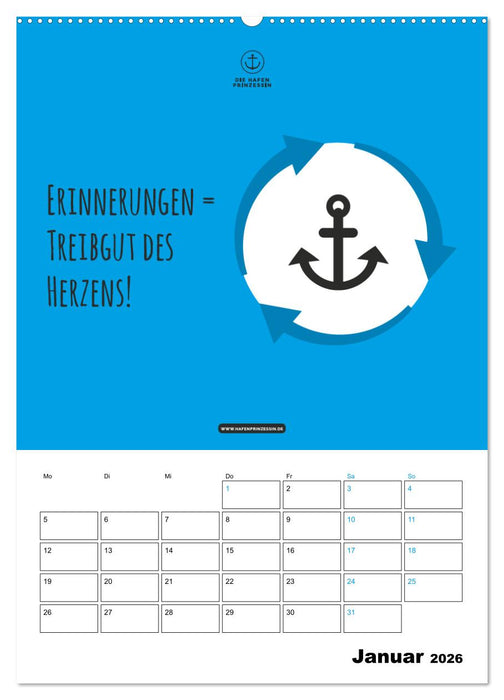 hafenprinzessin: Ankerträume & Meer - Der moderne Zitate-Wandkalender für maritime Lebensmomente! (CALVENDO Wandkalender 2026)