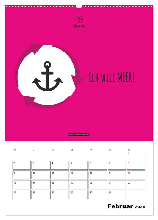 hafenprinzessin: Ankerträume & Meer - Der moderne Zitate-Wandkalender für maritime Lebensmomente! (CALVENDO Wandkalender 2026)