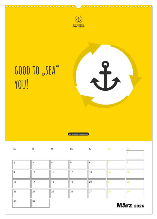 hafenprinzessin: Ankerträume & Meer - Der moderne Zitate-Wandkalender für maritime Lebensmomente! (CALVENDO Wandkalender 2026)