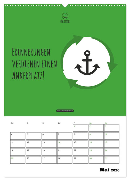 hafenprinzessin: Ankerträume & Meer - Der moderne Zitate-Wandkalender für maritime Lebensmomente! (CALVENDO Wandkalender 2026)