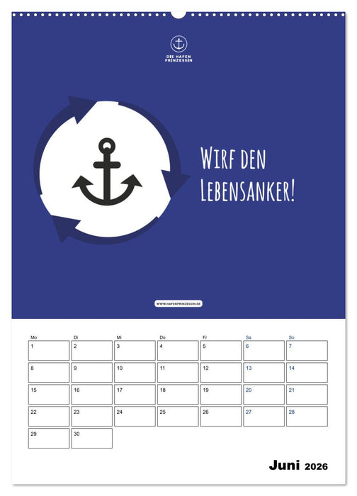hafenprinzessin: Ankerträume & Meer - Der moderne Zitate-Wandkalender für maritime Lebensmomente! (CALVENDO Wandkalender 2026)