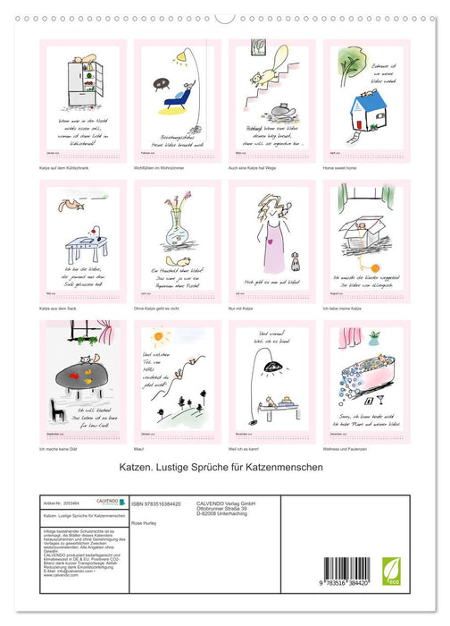 Katzen. Lustige Sprüche für Katzenmenschen (CALVENDO Premium Wandkalender 2026)