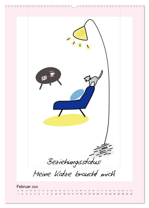 Katzen. Lustige Sprüche für Katzenmenschen (CALVENDO Premium Wandkalender 2026)