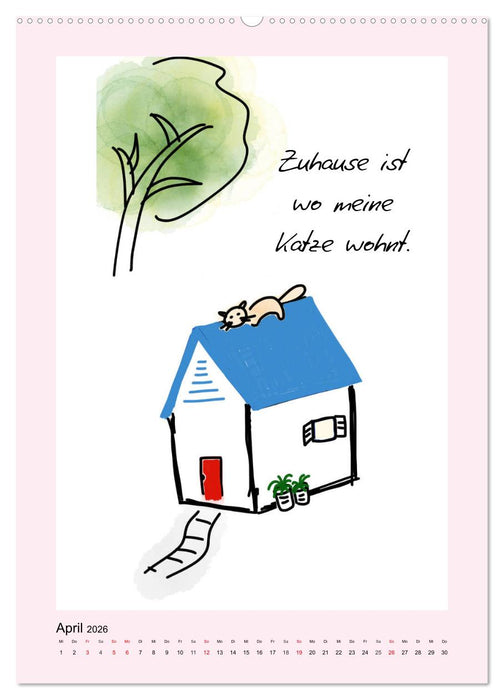 Katzen. Lustige Sprüche für Katzenmenschen (CALVENDO Premium Wandkalender 2026)