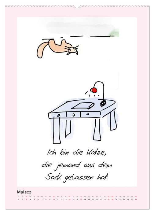 Katzen. Lustige Sprüche für Katzenmenschen (CALVENDO Premium Wandkalender 2026)