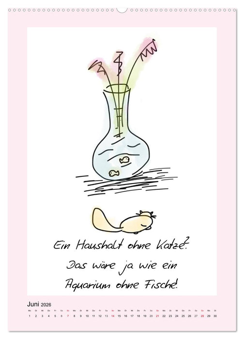 Katzen. Lustige Sprüche für Katzenmenschen (CALVENDO Premium Wandkalender 2026)