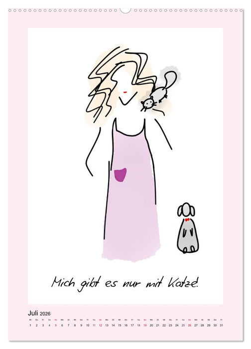 Katzen. Lustige Sprüche für Katzenmenschen (CALVENDO Premium Wandkalender 2026)