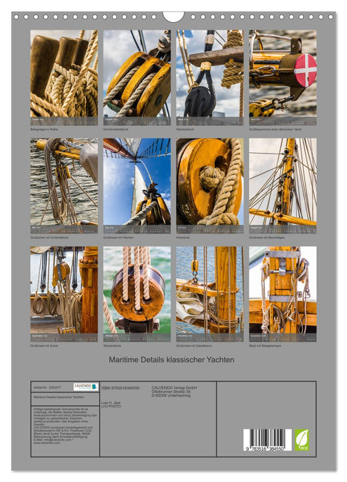 Maritime Details klassischer Yachten (CALVENDO Wandkalender 2026)