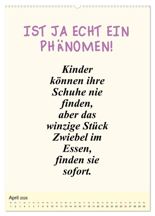 Sprüche-Kalender. Lustiges für die Familie! (CALVENDO Wandkalender 2026)
