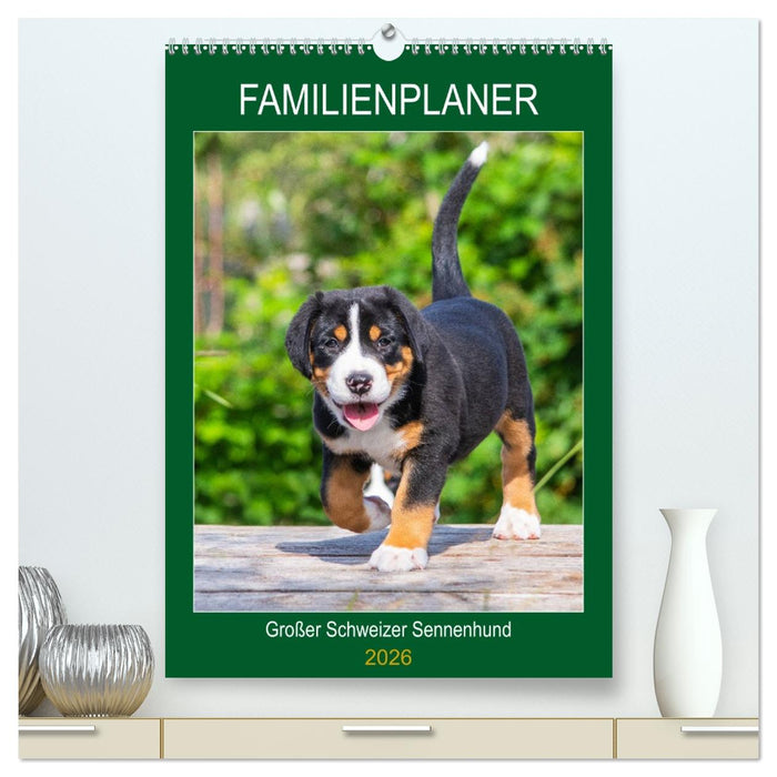 Familienplaner Großer Schweizer Sennenhund (CALVENDO Premium Wandkalender 2026)