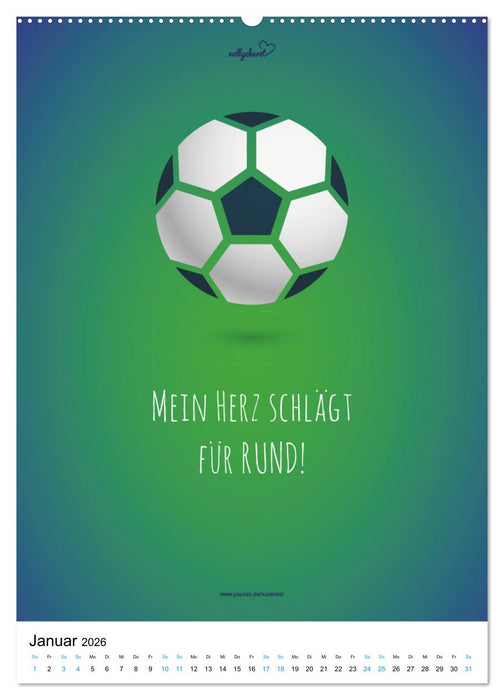 vollgeherzt: Der lustige Zitate-Wandkalender für Fußballfans und Sportbegeisterte! (CALVENDO Wandkalender 2026)