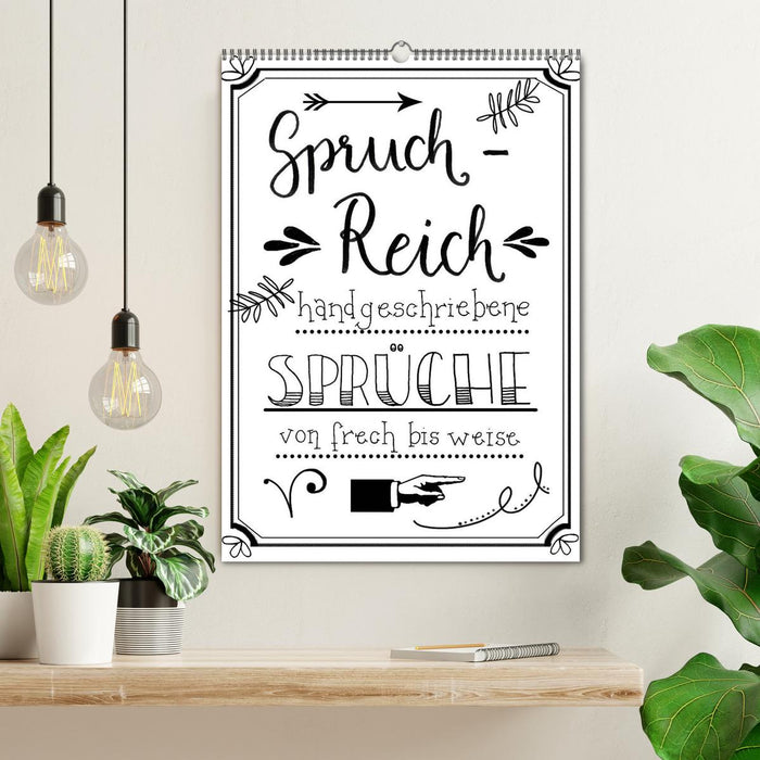 Spruch-Reich-handgeschriebene Sprüche von frech bis weise (CALVENDO Wandkalender 2026)