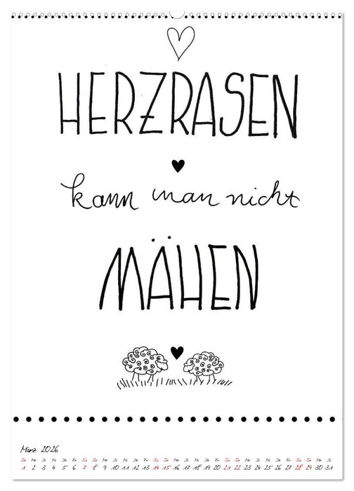 Spruch-Reich-handgeschriebene Sprüche von frech bis weise (CALVENDO Wandkalender 2026)