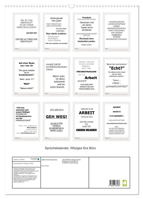 Sprüchekalender. Witziges fürs Büro (CALVENDO Wandkalender 2026)