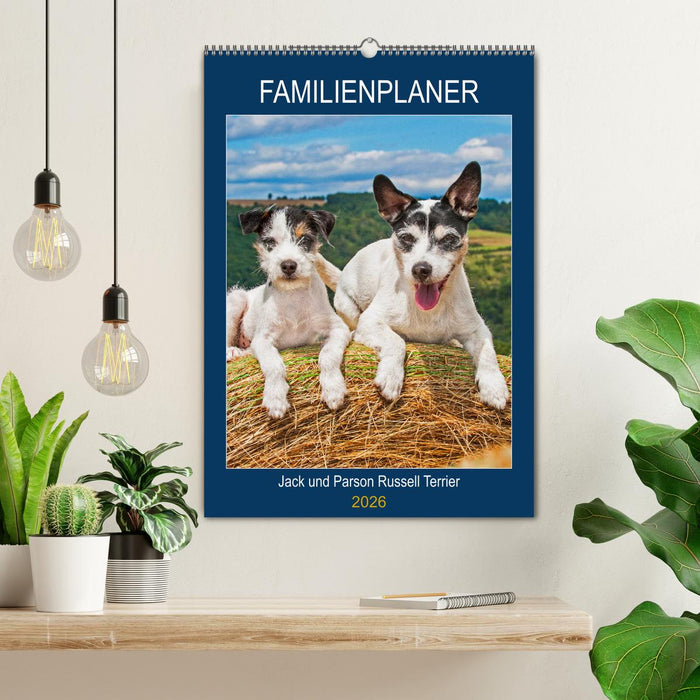 Familienplaner Jack und Parson Russell Terrier (CALVENDO Wandkalender 2026)