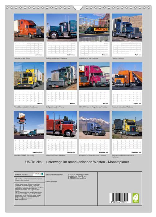 US-Trucks ... unterwegs im amerikanischen Westen - Monatsplaner (CALVENDO Wandkalender 2026)