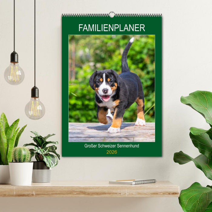 Familienplaner Großer Schweizer Sennenhund (CALVENDO Wandkalender 2026)