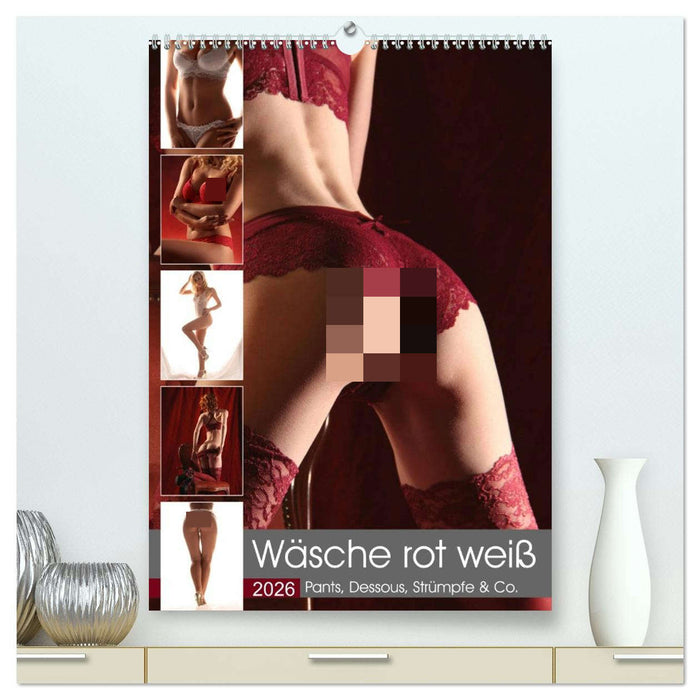 Wäsche rot weiß (CALVENDO Premium Wandkalender 2026)