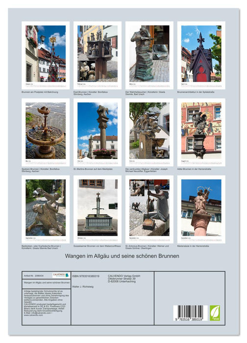 Wangen im Allgäu und seine schönen Brunnen (CALVENDO Premium Wandkalender 2026)