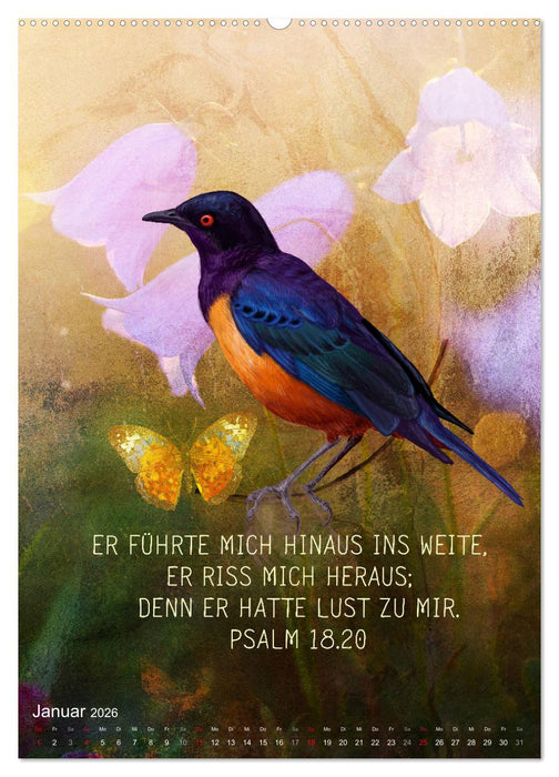 Bibelworte für Vogelfreunde (CALVENDO Wandkalender 2026)