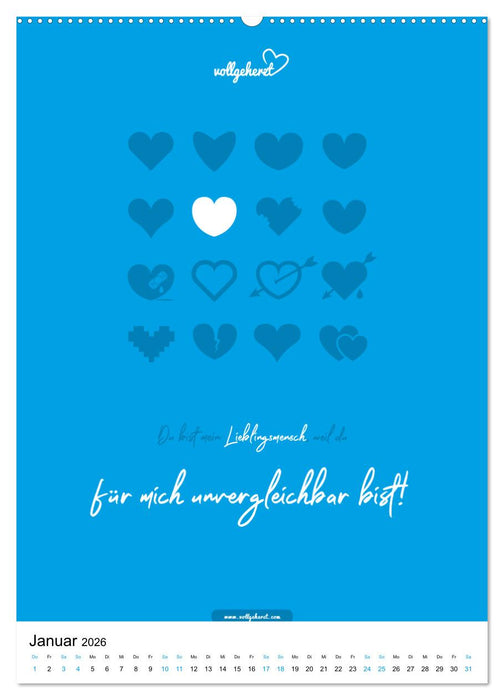 vollgeherzt: Lieblingsmensch-Kalender - Der Wandkalender als Geschenk für ganz besondere Menschen (CALVENDO Premium Wandkalender 2026)