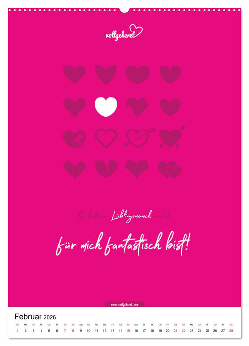 vollgeherzt: Lieblingsmensch-Kalender - Der Wandkalender als Geschenk für ganz besondere Menschen (CALVENDO Premium Wandkalender 2026)