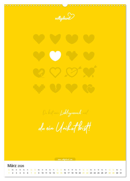 vollgeherzt: Lieblingsmensch-Kalender - Der Wandkalender als Geschenk für ganz besondere Menschen (CALVENDO Premium Wandkalender 2026)