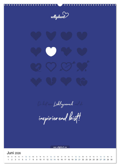 vollgeherzt: Lieblingsmensch-Kalender - Der Wandkalender als Geschenk für ganz besondere Menschen (CALVENDO Premium Wandkalender 2026)