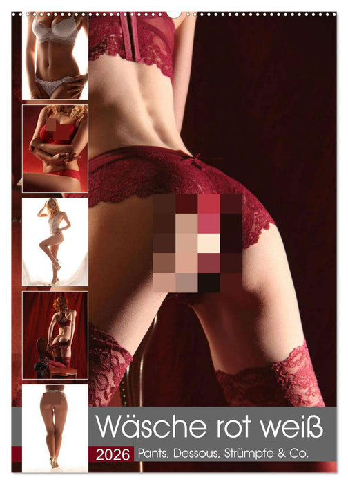 Wäsche rot weiß (CALVENDO Wandkalender 2026)