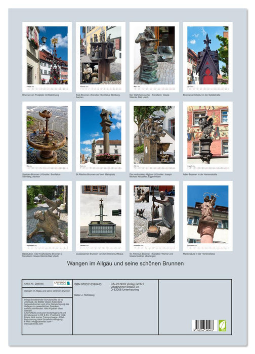 Wangen im Allgäu und seine schönen Brunnen (CALVENDO Wandkalender 2026)