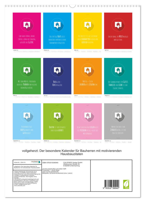 vollgeherzt: Der besondere Kalender für Bauherren mit motivierenden Hausbauzitaten (CALVENDO Premium Wandkalender 2026)