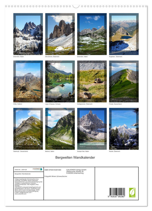 Bergwelten Wandkalender (CALVENDO Premium Wandkalender 2026)