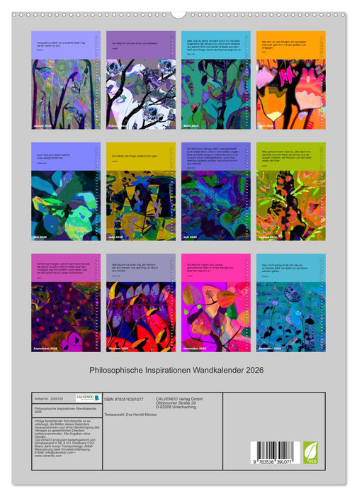 Philosophische Inspirationen Wandkalender 2026 (CALVENDO Premium Wandkalender 2026)