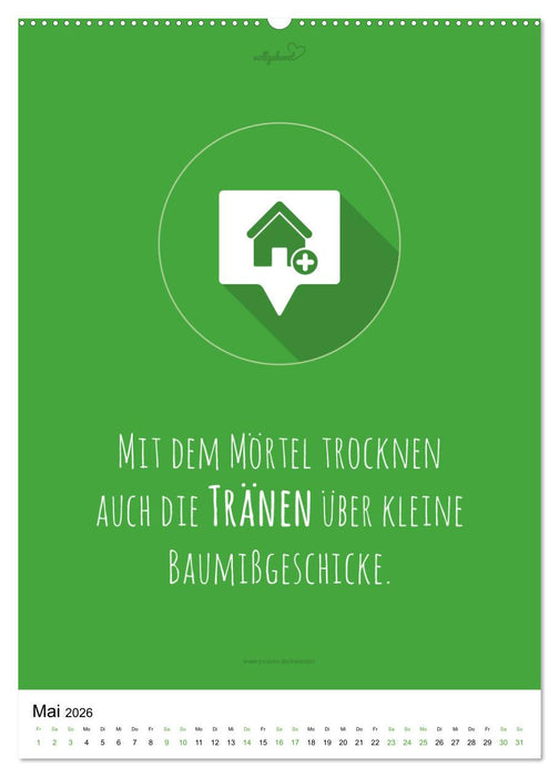 vollgeherzt: Der besondere Kalender für Bauherren mit motivierenden Hausbauzitaten (CALVENDO Wandkalender 2026)