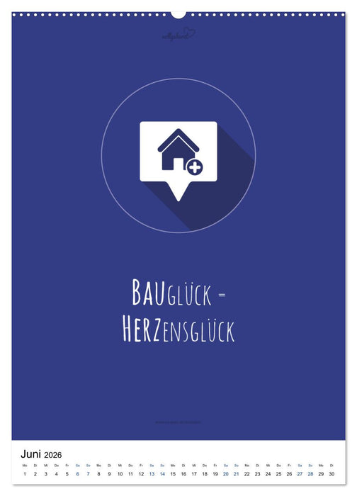 vollgeherzt: Der besondere Kalender für Bauherren mit motivierenden Hausbauzitaten (CALVENDO Wandkalender 2026)