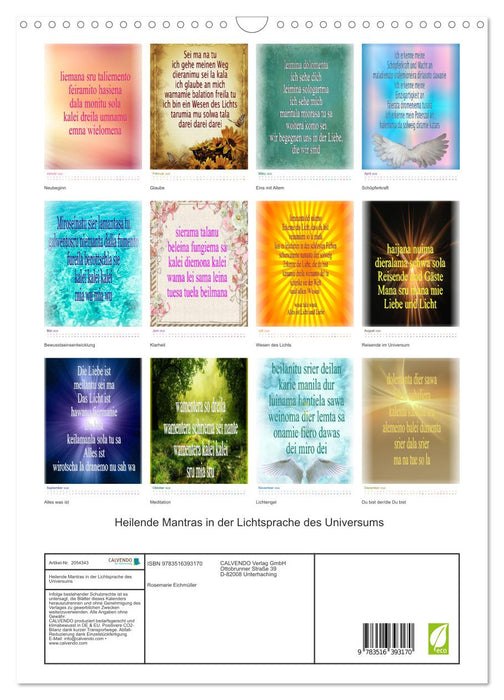 Heilende Mantras in der Lichtsprache des Universums (CALVENDO Wandkalender 2026)