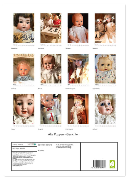 Alte Puppen - Gesichter (CALVENDO Premium Wandkalender 2026)