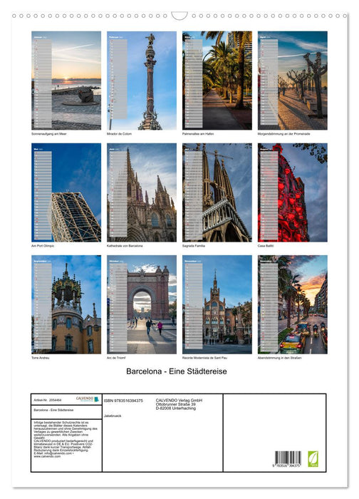 Barcelona - Eine Städtereise (CALVENDO Wandkalender 2026)
