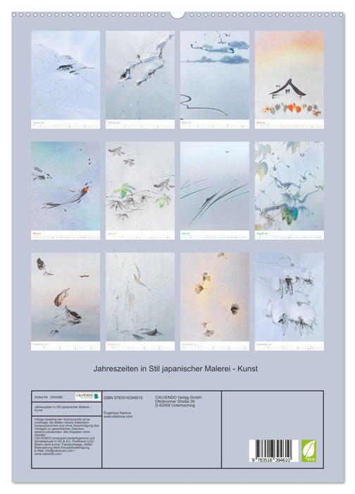 Jahreszeiten in Stil japanischer Malerei - Kunst (CALVENDO Premium Wandkalender 2026)