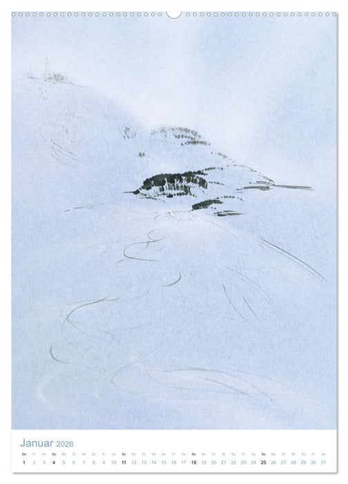 Jahreszeiten in Stil japanischer Malerei - Kunst (CALVENDO Premium Wandkalender 2026)